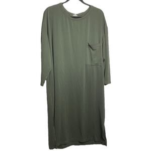 Nap Loungewear Maxi Dress Womens OS Olive Green Long Sleeve Pajamas Nightshirt‎
